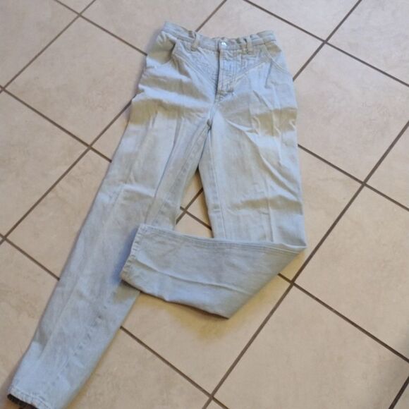Vintage Manisha Western Bareback Jeans high rise tapered leg light blue sz 3 - Picture 2 of 11